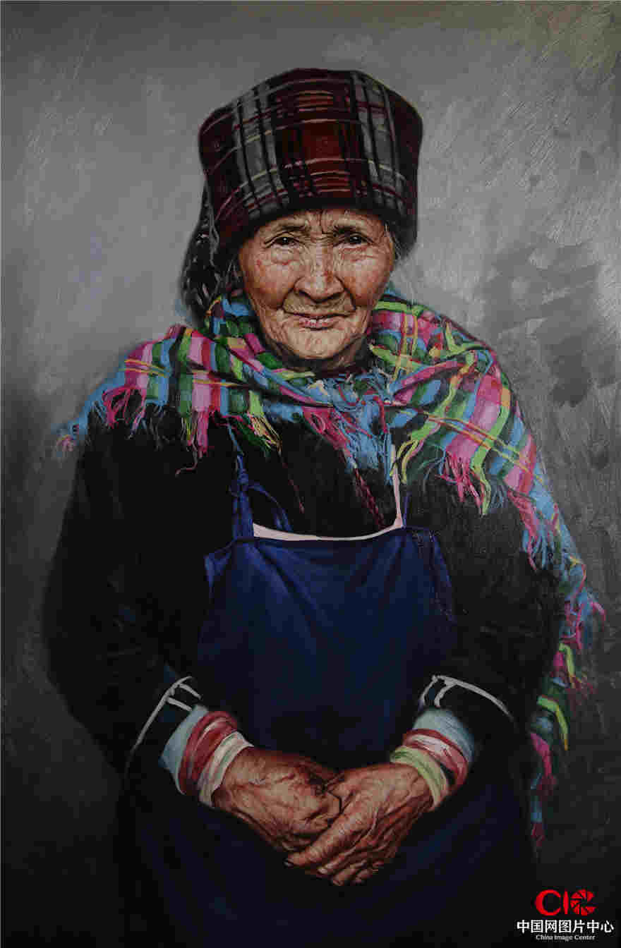 《老阿媽》布面油畫，100cm×67cm,2015年  段鐵軍 攝
