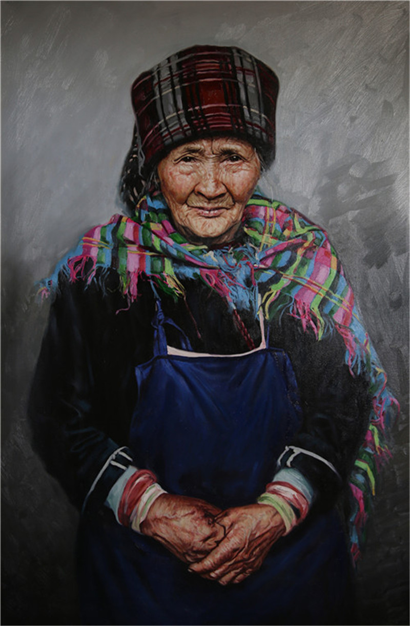 《老阿妈》布面油画,100cm×67cm,2015年